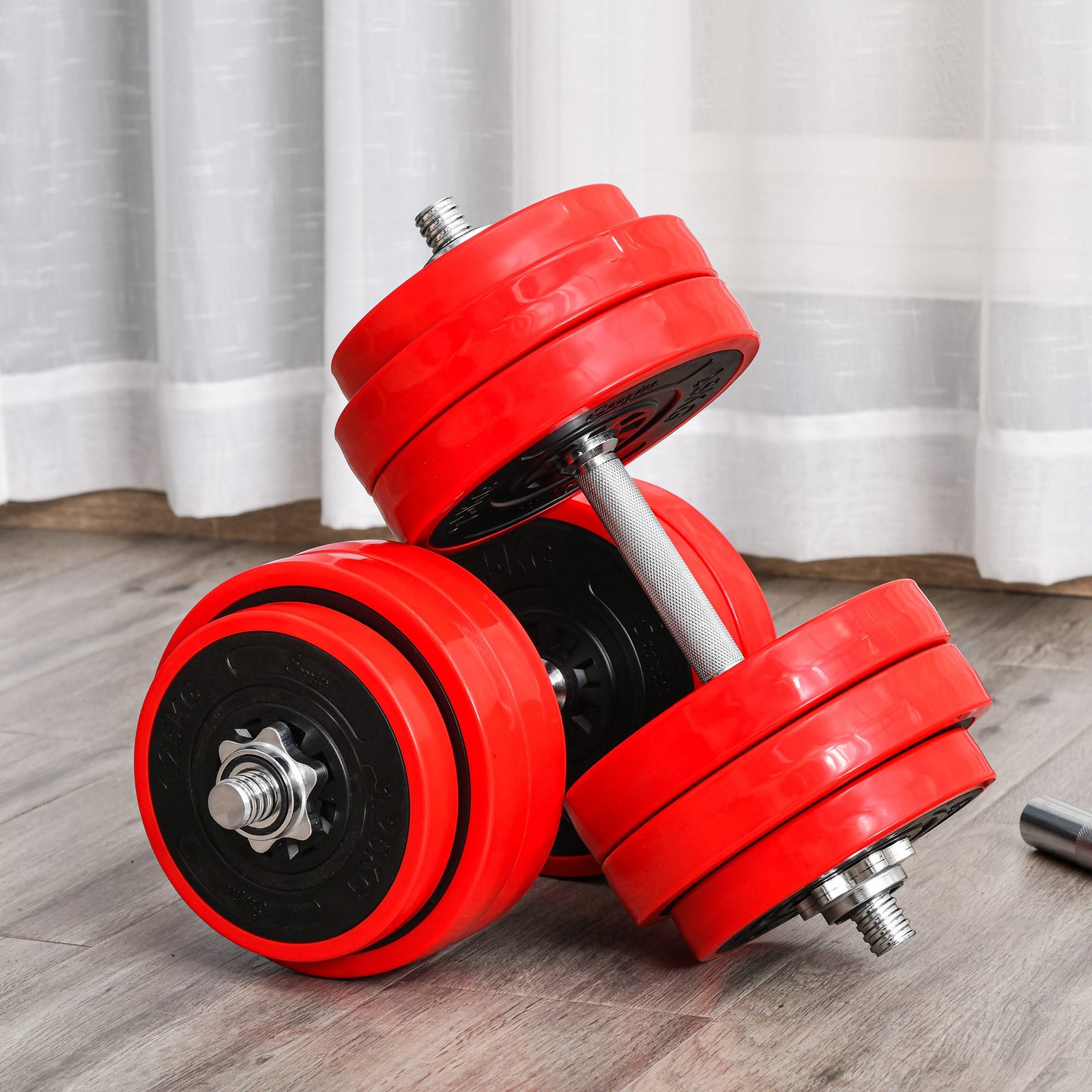 Soozier 66lbs Two-In-One Dumbbell & Barbell Adjustable Set Strength