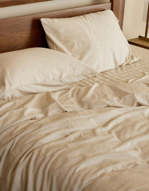 Load image into Gallery viewer, BedVoyage Melange Rayon Bamboo Cotton Bed Sheets - Sand
