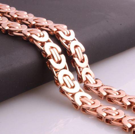 9 MM 24" Rose Gold Plated Flat Byzentine Solid