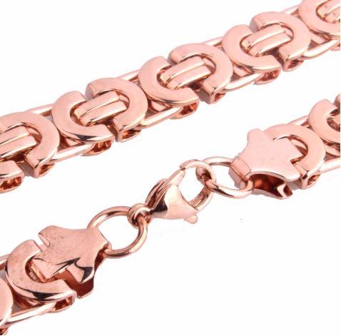 Load image into Gallery viewer, 9 MM 24&quot; Rose Gold Plated Flat Byzentine Solid
