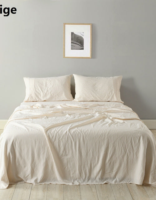 Load image into Gallery viewer, Royal Comfort Stripes Linen Blend Sheet Set Bedding Luxury Breathable
