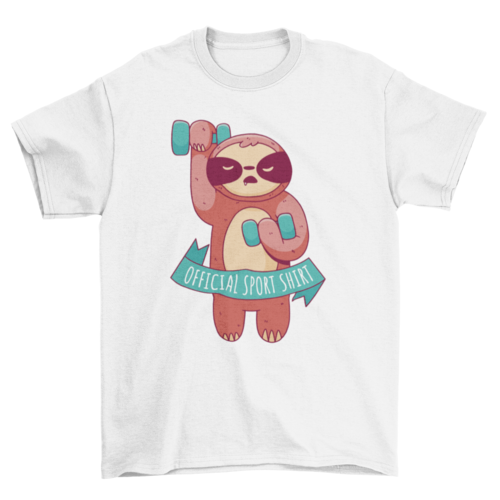 Fitness sloth with dumbbells t-shirt