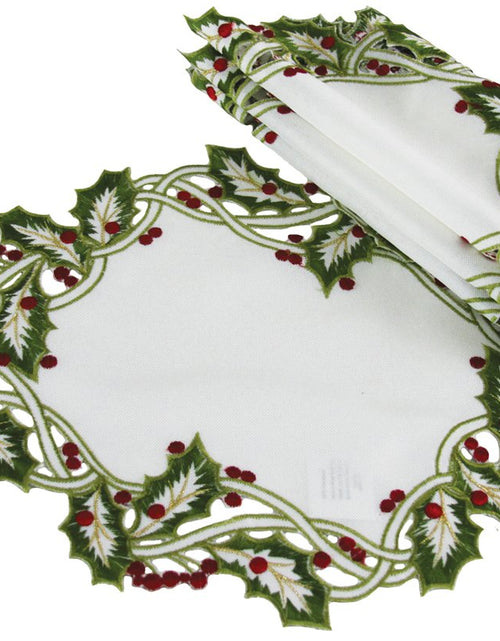 Load image into Gallery viewer, XD14791 Holly Embroidered Placemats, 12&quot;x18&quot;, Set of 4
