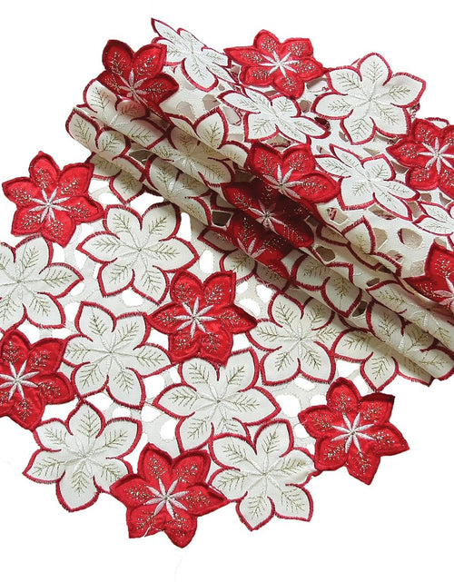 Load image into Gallery viewer, XD99022 Candy Cane Poinsettia Doilies, Set of 4
