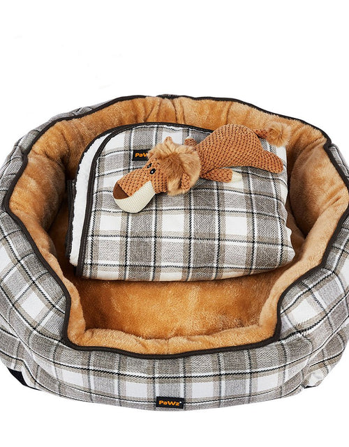 Load image into Gallery viewer, PaWz Pet Bed Set Dog Cat Quilted Blanket Squeaky Toy Calming Warm Soft

