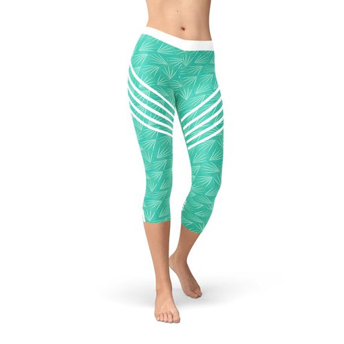 Load image into Gallery viewer, Turquoise Sports Capri Leggings
