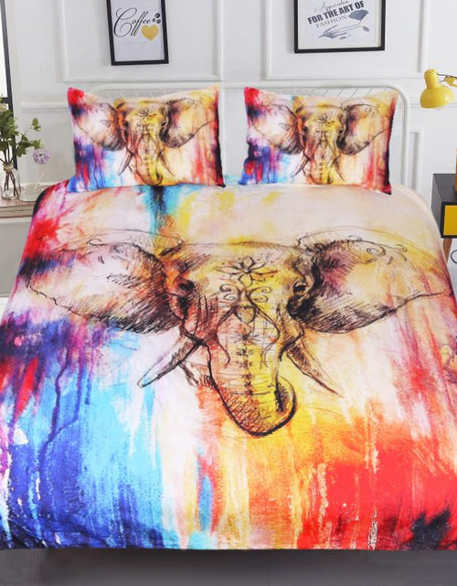 Load image into Gallery viewer, Watercolor Elephant Bedding Set Colorful Duvet
