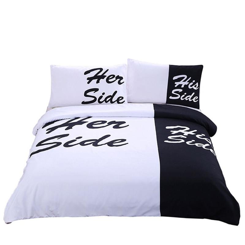 Black and White Bedding Set His Side & Her Side
