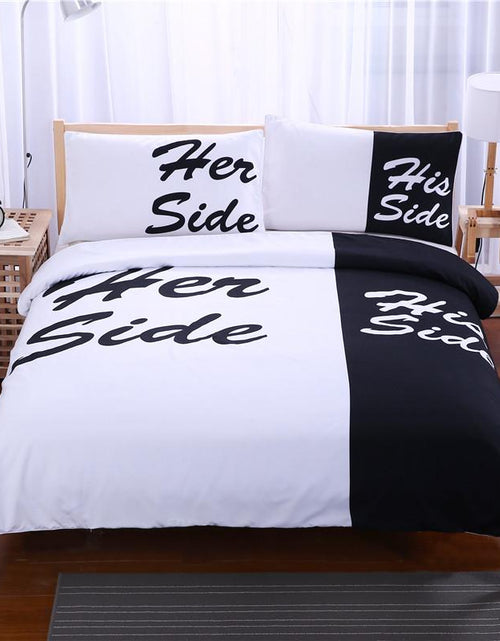 Load image into Gallery viewer, Black and White Bedding Set His Side &amp; Her Side
