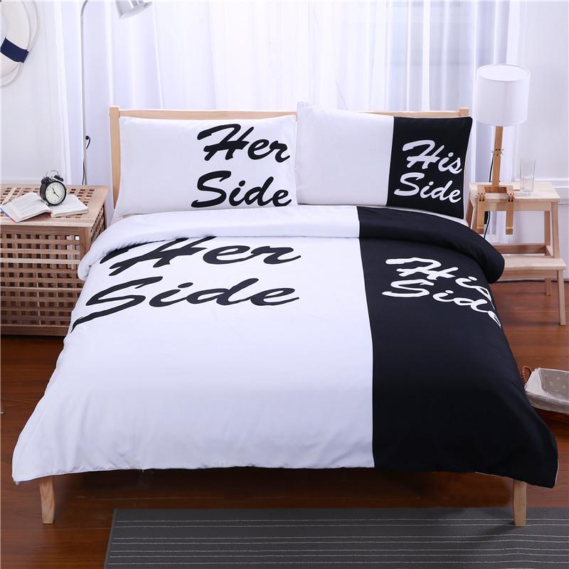 Black and White Bedding Set His Side & Her Side