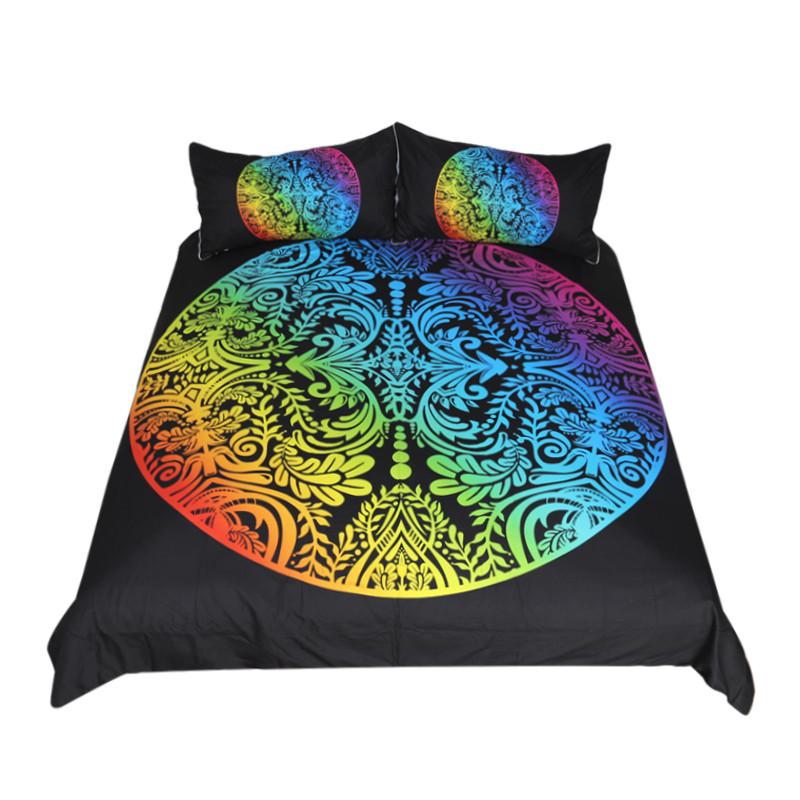 Bohemian Bedding Set Rainbow Color Bed Cover With