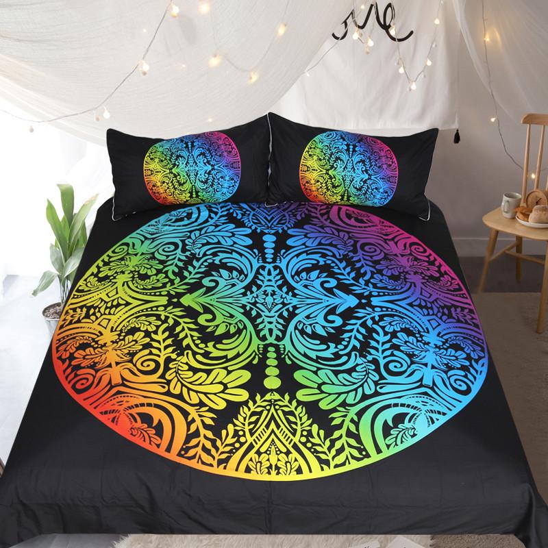 Bohemian Bedding Set Rainbow Color Bed Cover With