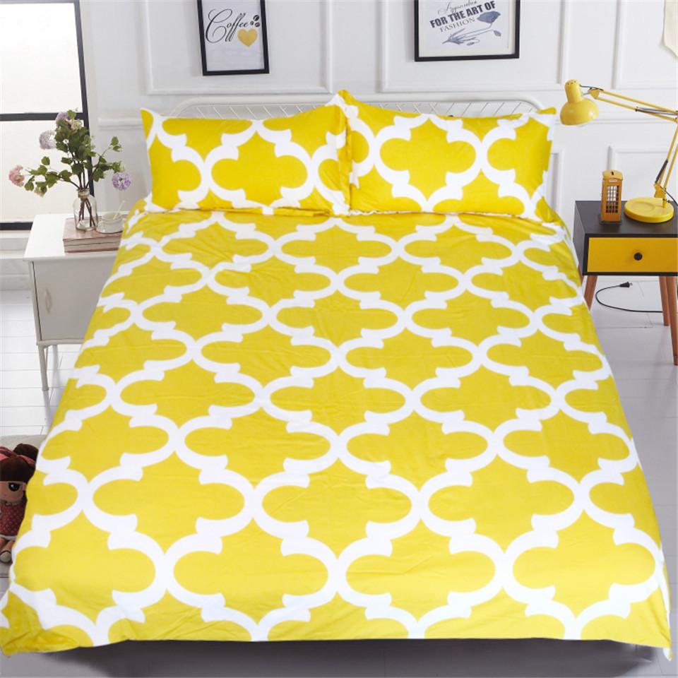 Classical Bedding Set Yellow Gray Blue Duvet Cover