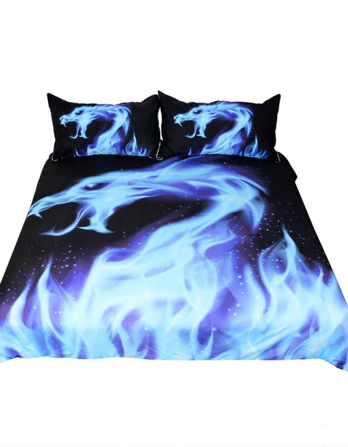Load image into Gallery viewer, Blue Fire Bedding Set Cool Dragon Bed Cover Animal

