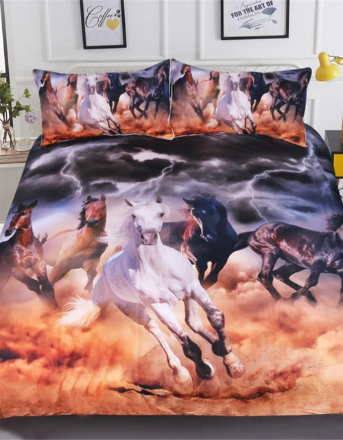 Load image into Gallery viewer, Horses Bedding Set 3D Lightning Printed Duvet
