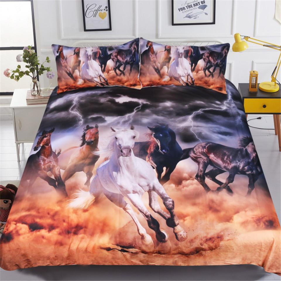 Horses Bedding Set 3D Lightning Printed Duvet